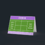 Funny Tennis Birthday Karte<br><div class="desc">Tennis-Geburtstagskarte mit Tennisplatz und lustigen Sportpisten. Zum Personalisieren bearbeiten Sie Text,  um Namen hinzuzufügen.</div>