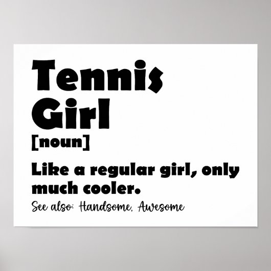 Funny Tennis Girl - Wörterbuch Poster (Vorne)