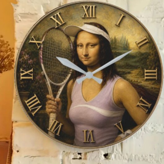 Funny Tennis Mona Lisa Große Wanduhr