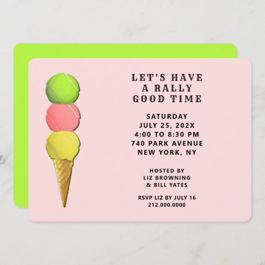 Funny Tennis Party Einladung (Vorne/Hinten)