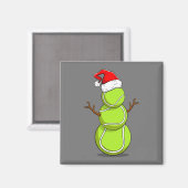 Funny Tennis Player Snowman Weihnachtsgeschenk Magnet (Vorderseite/Rückseite)