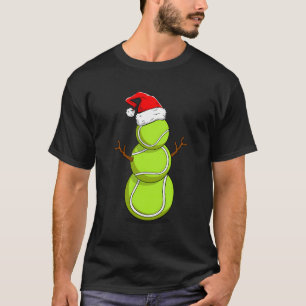 Funny Tennis Player Snowman Weihnachtsgeschenk T-Shirt