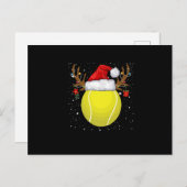 Funny Tennis Rentier Weihnachtsmannmütze Weihnacht Ankündigungspostkarte (Vorne/Hinten)