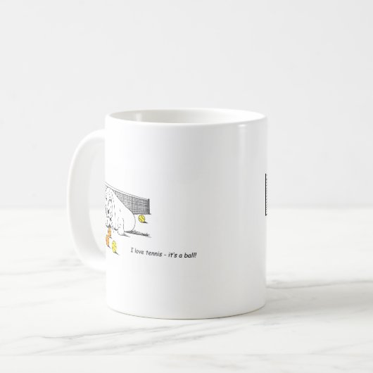 Funny Tennis spielt Basset Hound Tasse (Vorderseite Links)