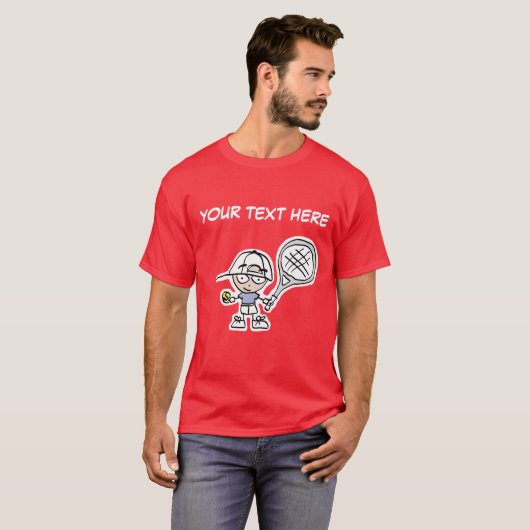 Funny Tennis T Shirt mit personalisierbarem Cartoo (Vorne ganz)
