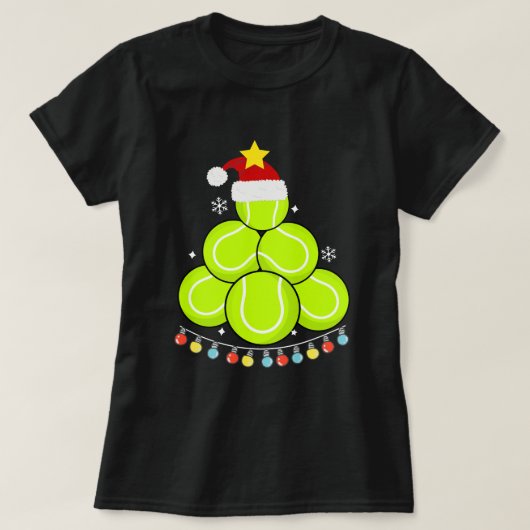 Funny Tennis Weihnachtsbaum Lights Tennis Lover T-Shirt (Design vorne)
