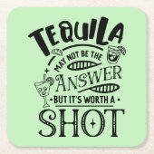 Funny Tequila ist vielleicht nicht die Antwort Rechteckiger Pappuntersetzer (Vorderseite)