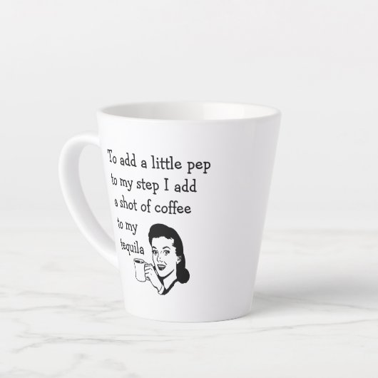 Funny Tequila Kaffee Zitat Retro Kunst Milchtasse (Linke Ecke)