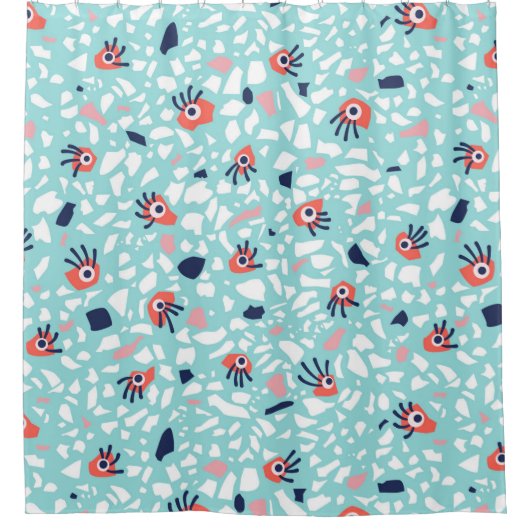 Funny Terrazzo Pattern Kinder Duschvorhang (Vorderseite)