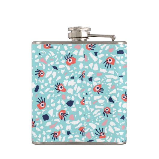 Funny Terrazzo Pattern Kinder Flachmann (Rückseite)
