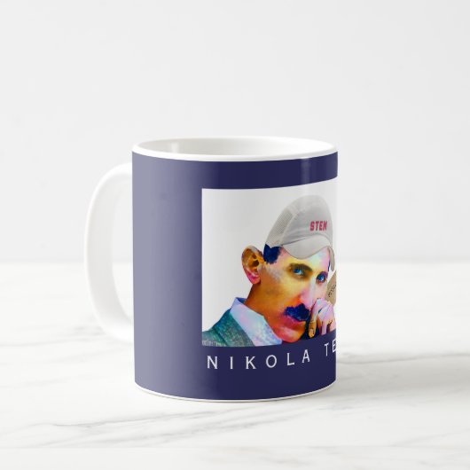 Funny Tesla Portrait Kaffeetasse (Vorderseite Links)