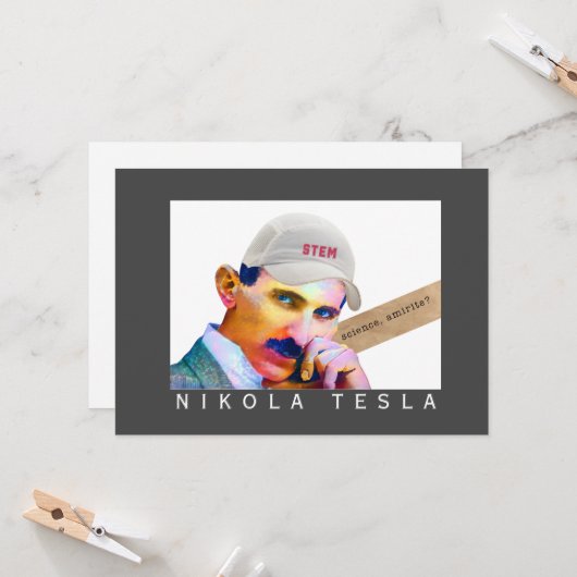 Funny Tesla Portrait Karte (Vorderseite/Rückseite Beispiel)