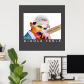 Funny Tesla Portrait Poster (Heimbüro)