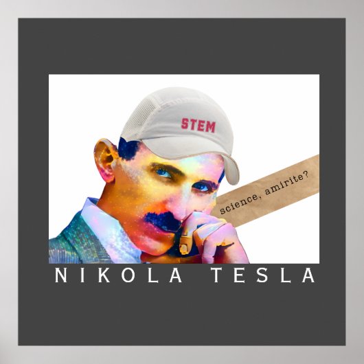 Funny Tesla Portrait Poster (Vorne)