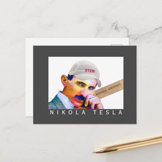 Funny Tesla Portrait Postkarte (Vorderseite/Rückseite Beispiel)