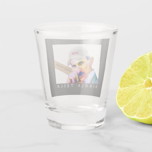 Funny Tesla Portrait Schnapsglas (Rückseite)