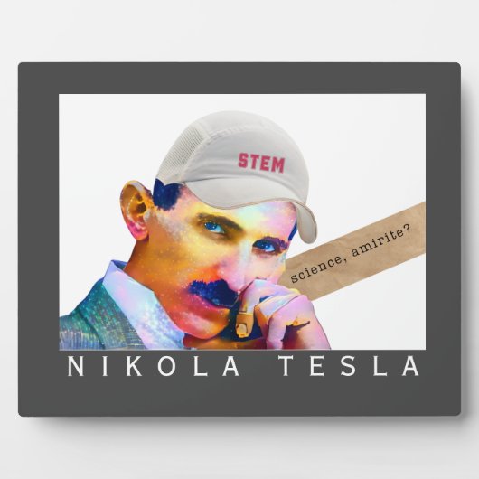 Funny Tesla Portrait Tabletop Fotoplatte (Vorderseite)