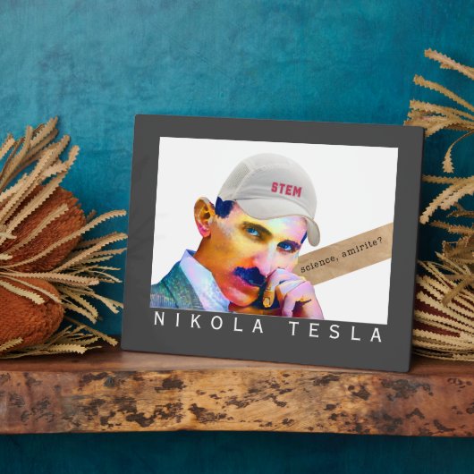 Funny Tesla Portrait Tabletop Fotoplatte (Seite)