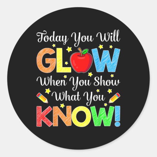Funny Test Day Mode on Teacher Testing Day Glow Yo Runder Aufkleber (Vorderseite)