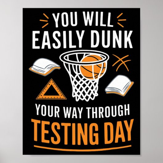 Funny Test Day Teacher Sketll Dunk Testing Day Tea Poster (Vorne)