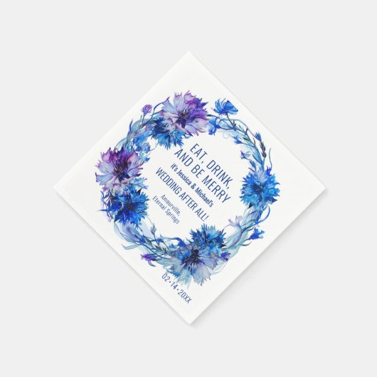 💍 Funny text Cornflowers und Lavender Serviette (Ecke)