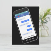 Funny Text Message Wedding Save the Date (Stehend Vorderseite)
