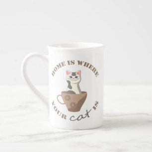Funny text Zuhause ist, wo Ihre Katze in Becher is Porzellantasse