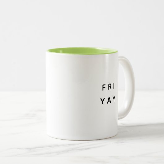 Funny TGIF Vielen Dank Gott sei Dank ist es Freita Zweifarbige Tasse (VorderseiteRechts)