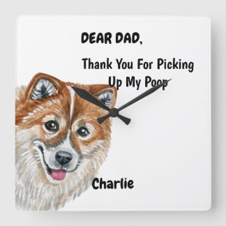 Funny Thai Bangkaew Dog Vater Watercolor Canyoning Quadratische Wanduhr