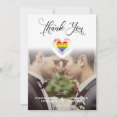 Funny Thank You LGBT Rainbow Pride Heart Photo Dankeskarte (Vorderseite)