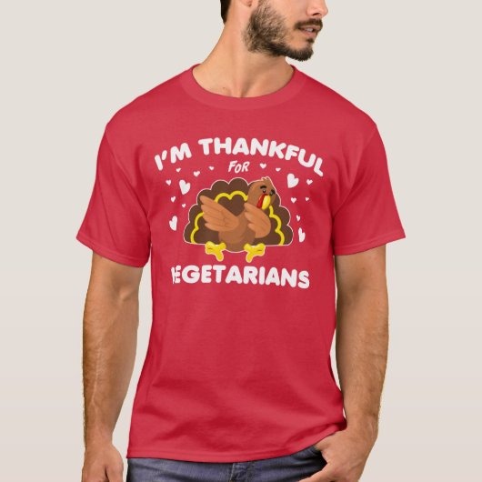Funny Thankful for Vegetarians Autumn Thanksgiving T-Shirt (Vorderseite)