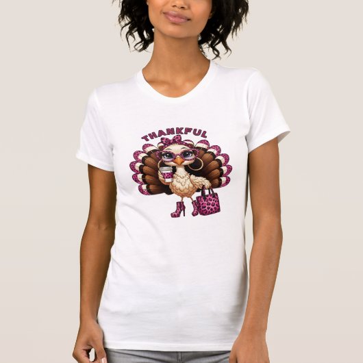 Funny thankful turkey Thanksgiving Gift for girl T-Shirt (Vorderseite)