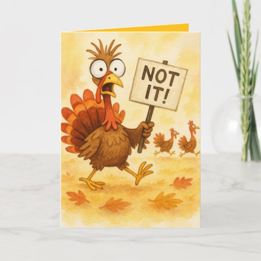 Funny Thanksgiving Card – Turkey Trouble Karte (Vorderseite)
