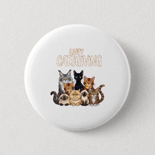 Funny Thanksgiving Cat Lovers Gift Happy Catsgivin Button (Vorderseite)