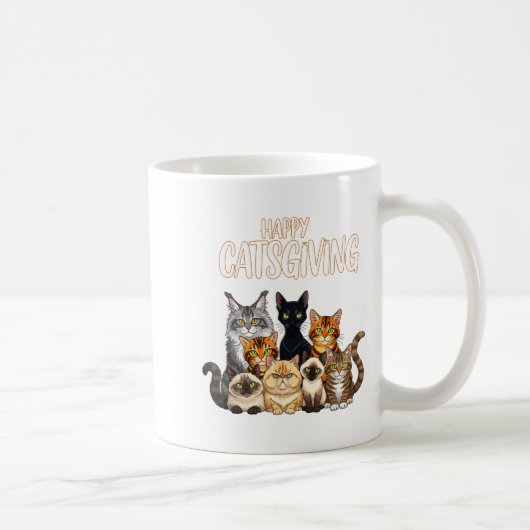 Funny Thanksgiving Cat Lovers Gift Happy Catsgivin Kaffeetasse (Rechts)