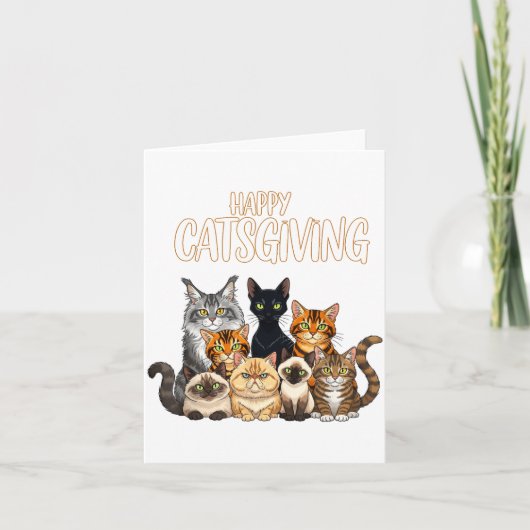 Funny Thanksgiving Cat Lovers Gift Happy Catsgivin Karte (Vorderseite)