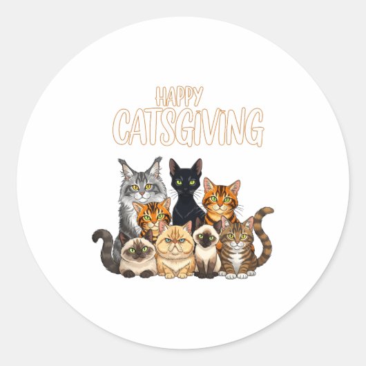 Funny Thanksgiving Cat Lovers Gift Happy Catsgivin Runder Aufkleber (Vorderseite)