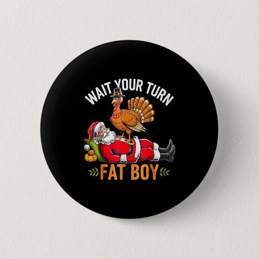 Funny Thanksgiving Christmas Turkey Vs Santa For M Button (Vorderseite)