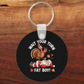 Funny Thanksgiving Christmas Turkey Vs Santa For M Schlüsselanhänger (Vorderseite)