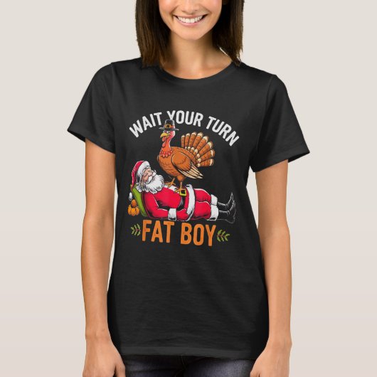 Funny Thanksgiving Christmas Turkey Vs Santa For M T-Shirt (Vorderseite)