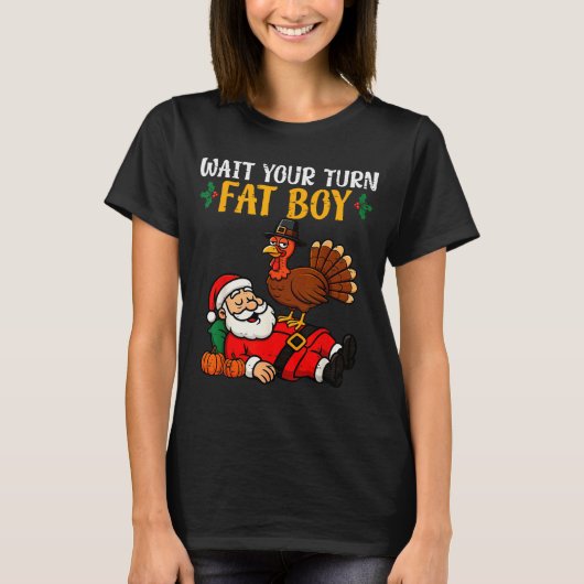 Funny Thanksgiving Christmas Turkey Vs Santa Men W T-Shirt (Vorderseite)