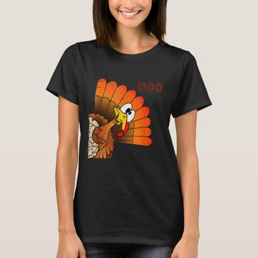 Funny Thanksgiving Cute Turkey Moo I'm A Cow Men W T-Shirt (Vorderseite)