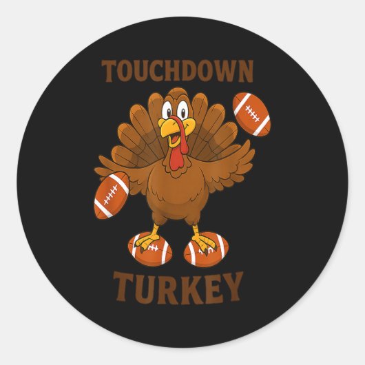 Funny Thanksgiving Football Touchdown Turkey Runder Aufkleber (Vorderseite)