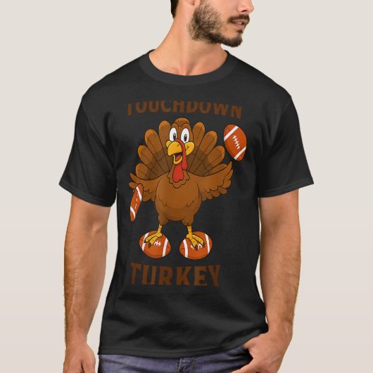 Funny Thanksgiving Football Touchdown Turkey  T-Shirt (Vorderseite)