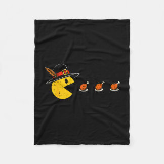 Funny thanksgiving gaming eating turkey leg gamer fleecedecke
