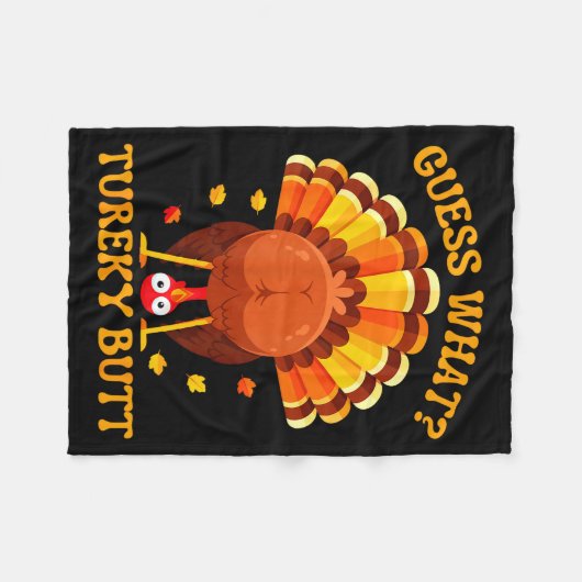 Funny Thanksgiving Guess What Turkey Butt For Boys Fleecedecke (Vorderseite (Horizontal))