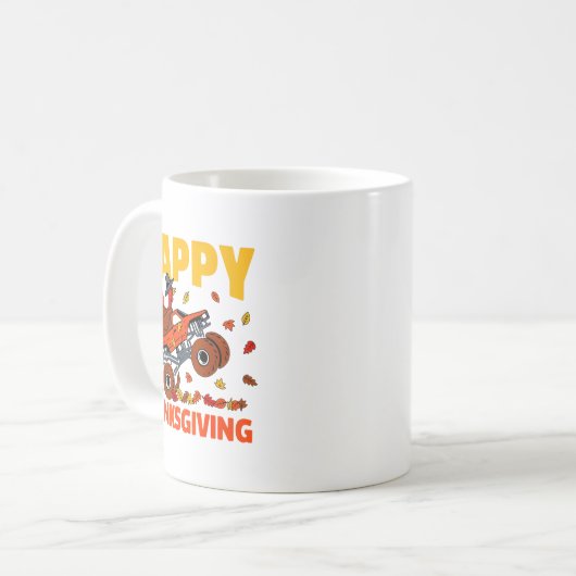 Funny Thanksgiving Monster Truck Turkey Ride Fall Kaffeetasse (Vorderseite Links)