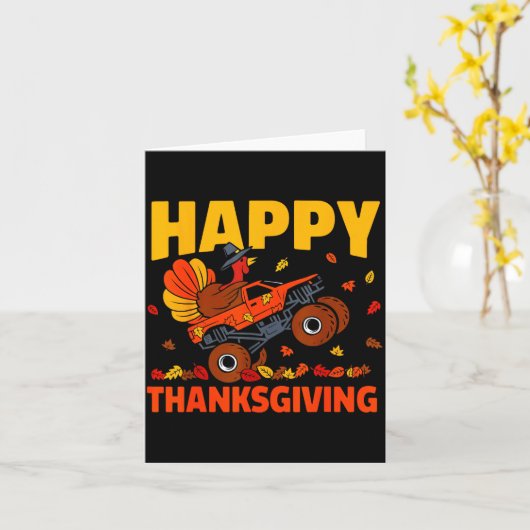 Funny Thanksgiving Monster Truck Turkey Ride Fall Karte (Gelbe Blume)