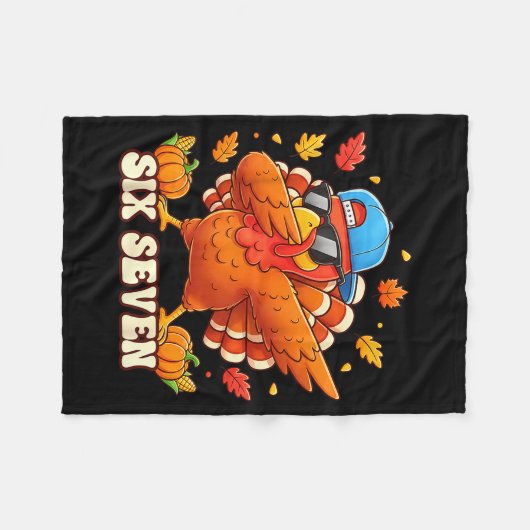 Funny Thanksgiving Outfit Kids Toddler Boys Dab Tu Fleecedecke (Vorderseite (Horizontal))