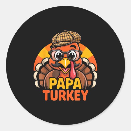 Funny Thanksgiving Papa Turkey Family Matching Men Runder Aufkleber (Vorderseite)